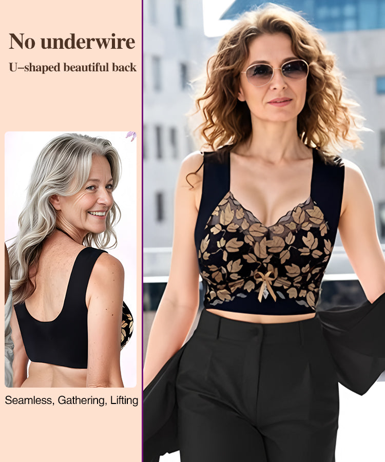 💌🌈【3 piezas】【M-4XL】Sujetador de encaje de talla grande sin aro de acero, de lujo, con espalda hermosa y sexy.