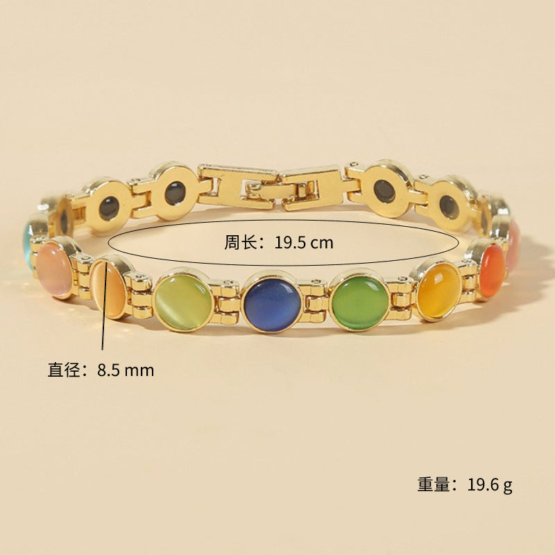 🎁💖【Najlepiej sprzedające się nowe produkty】Elegancka magnetyczna bransoletka ze złotymi kamieniami kociego oka