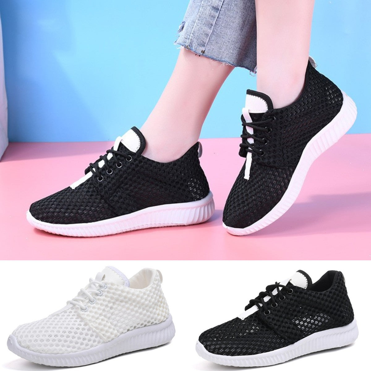 👟【Nowy produkt ze zniżką】✨【35~41】Nowe letnie oddychające damskie buty z siateczki sportowe wygodne buty codzienne