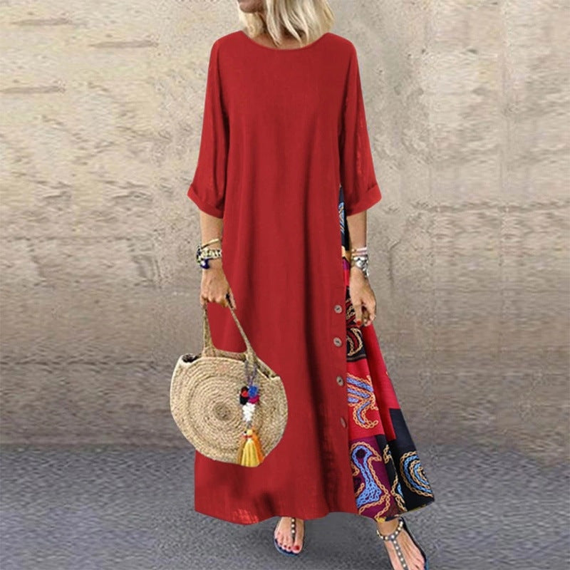 【M-5XL】 Damska elegancka sukienka z nadrukiem w stylu retro