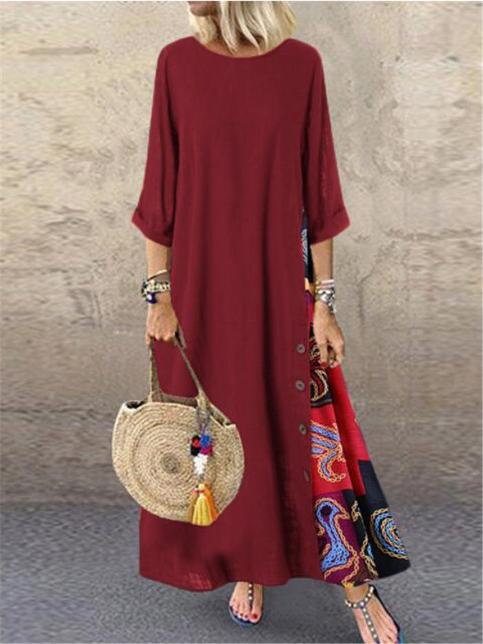 【M-5XL】 Damska elegancka sukienka z nadrukiem w stylu retro