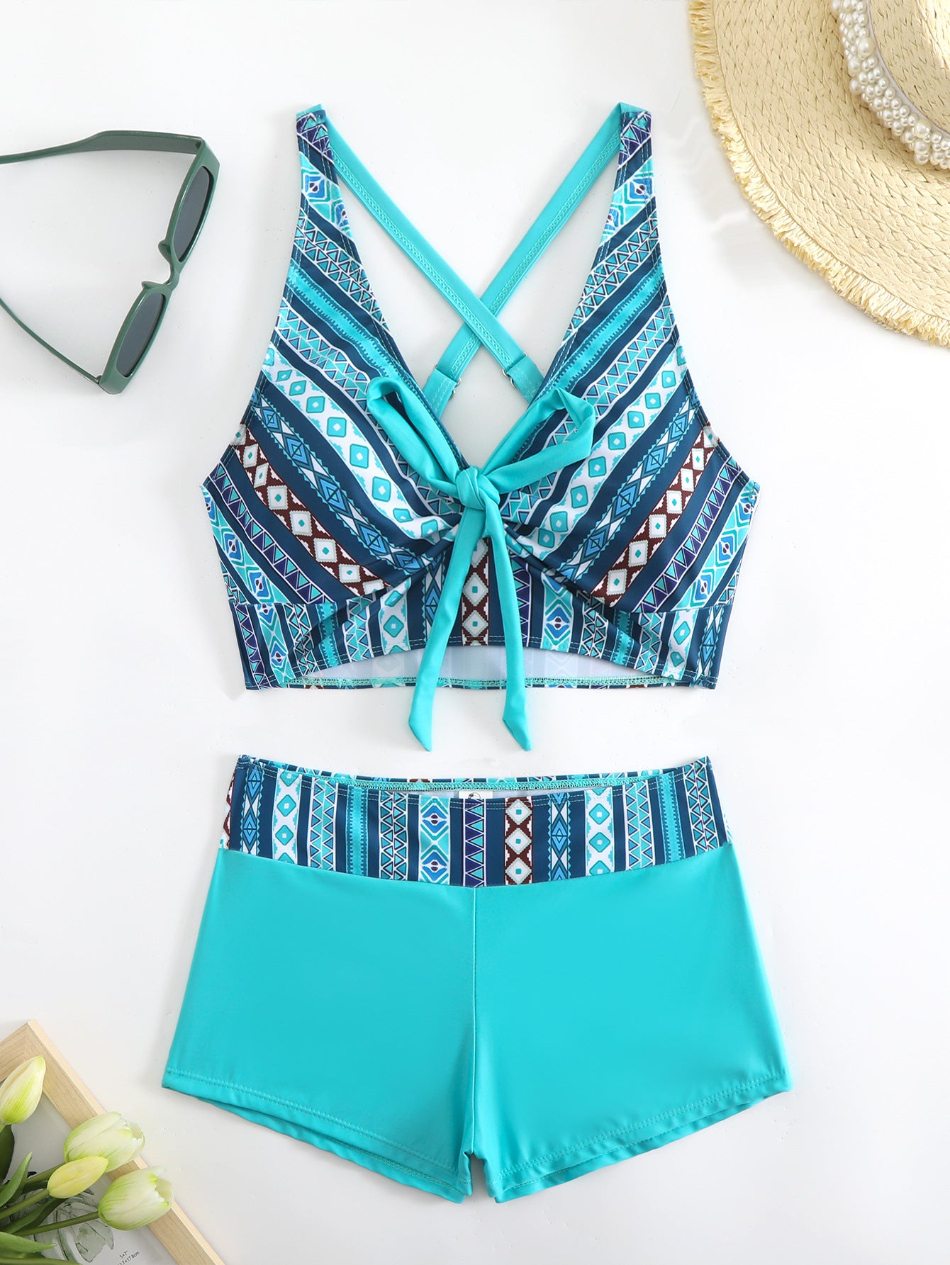 🏊👙🌴Elegancki, drukowany, oversize'owy kostium kąpielowy