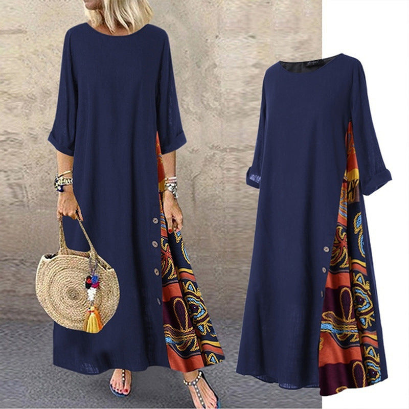 【M-5XL】 Damska elegancka sukienka z nadrukiem w stylu retro