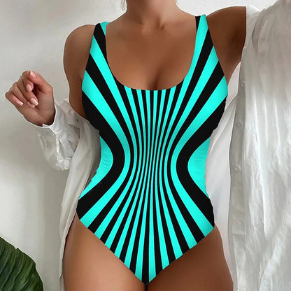 Oferta ograniczona czasowo🔥【S~6XL】2025 Letni modny, szybkoschnący, jednoczęściowy, pasiasty kostium kąpielowy, niezbędny na plaże i nad morze
