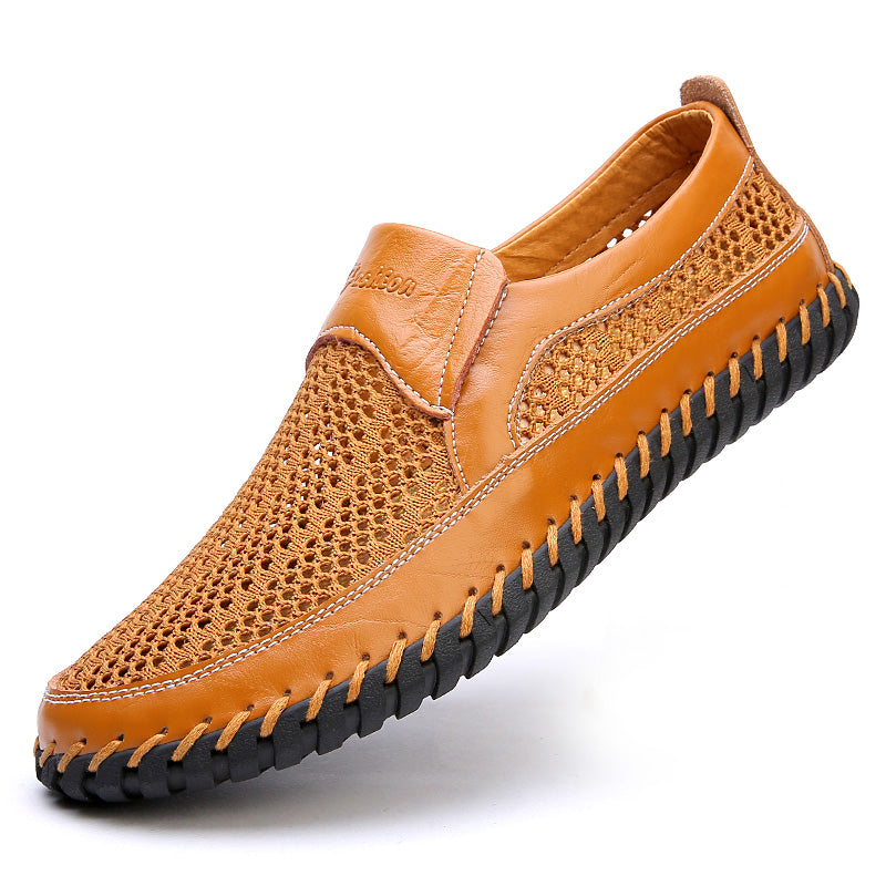 【38-48】👞Nowe męskie buty ze skóry siatkowej na wiosnę i lato - duże rozmiary - prawdziwa skóra bydlęca, odporne na pot i nieprzyjemny zapach, oddychające i wygodne--3646277