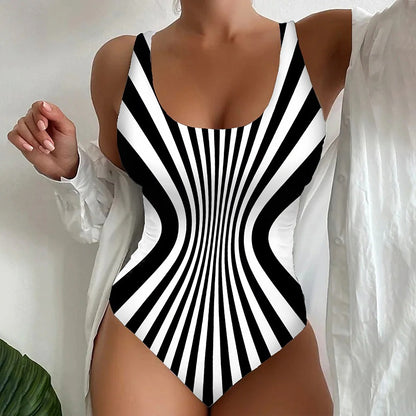 Oferta ograniczona czasowo🔥【S~6XL】2025 Letni modny, szybkoschnący, jednoczęściowy, pasiasty kostium kąpielowy, niezbędny na plaże i nad morze