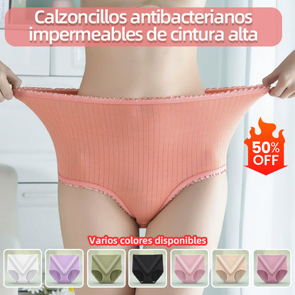 💖(8 piezas) 🔥✨【 Último día con 50 % de descuento】bragas antibacterianas impermeables de cintura alta