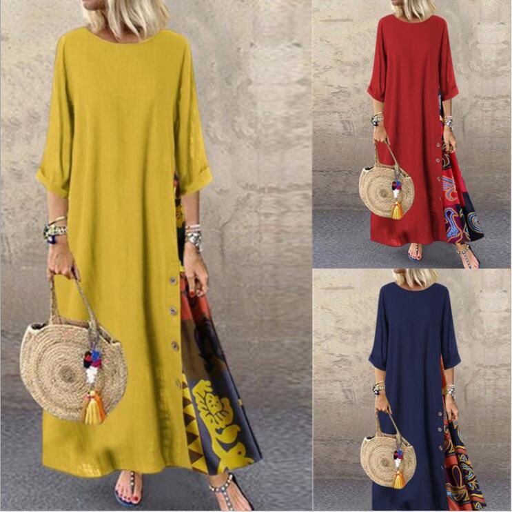 【M-5XL】 Damska elegancka sukienka z nadrukiem w stylu retro