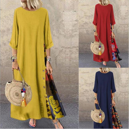 【M-5XL】 Damska elegancka sukienka z nadrukiem w stylu retro