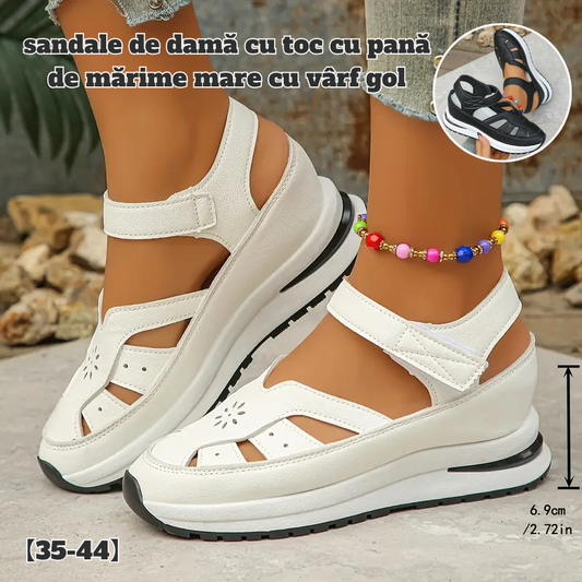 🎀🌈【35-44】2025 nowe modne damskie sandały na koturnie, prawdziwa skóra i wygodne (wysokość 7 cm)