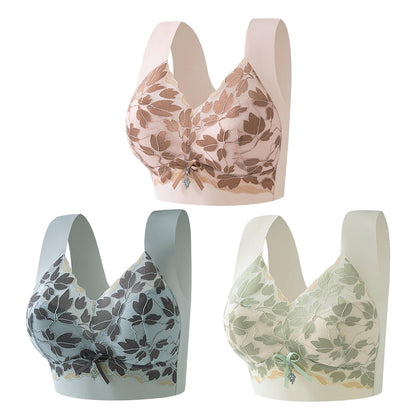 💌🌈【3 piezas】【M-4XL】Sujetador de encaje de talla grande sin aro de acero, de lujo, con espalda hermosa y sexy.