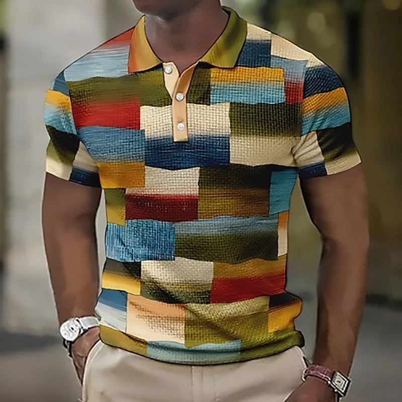 💥👕【S-5XL】2025 Męska swobodna koszulka POLO z geometrycznym wzorem, oddychający, miękki i wygodny