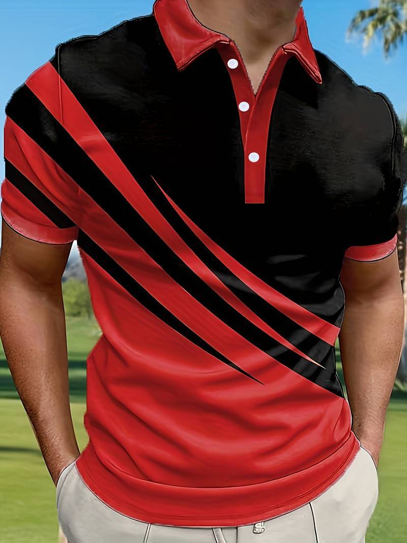 💥👔【Kup 1, odbierz 1 gratis🔥】【S-6XL】😍 Duży rozmiar męska nowa letnia koszulka POLO w paski z nadrukiem 3D