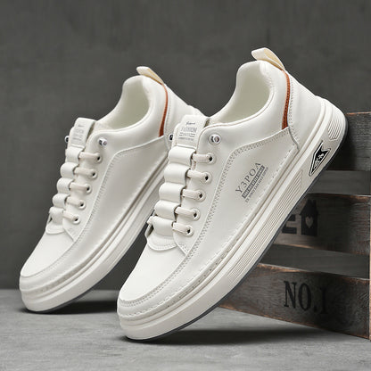 👟【39-44】2025 Męskie modne, skórzane, codzienne, płaskie buty, miękkie dno, wygodna amortyzacja, wodoodporność i antypoślizgowość