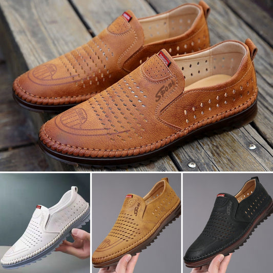 🌞【39-44】 Ręcznie robione skórzane męskie buty outdoorowe, oddychający i wygodny, miękkie dno amortyzujące wstrząsy