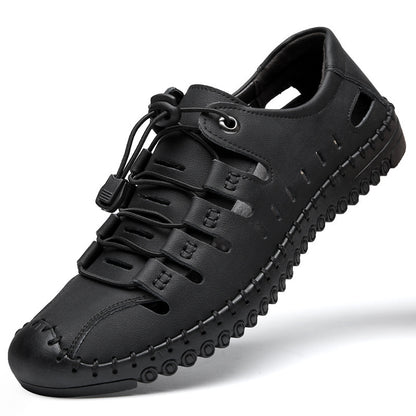 🌟 【Nowe Produkty Gorąca Sprzedaż】【39-44】Męskie, skórzane, letnie, zamknięte sandały plażowe z wydrążonymi palcami👞✨