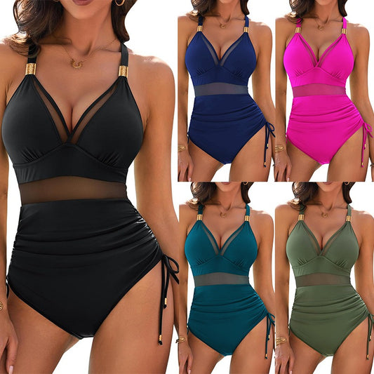 🏖️👙【Ograniczona ilość】🌴【40-90 kg】 Letni modny jednoczęściowy kostium kąpielowy z dekoltem w serek i odkrytymi plecami