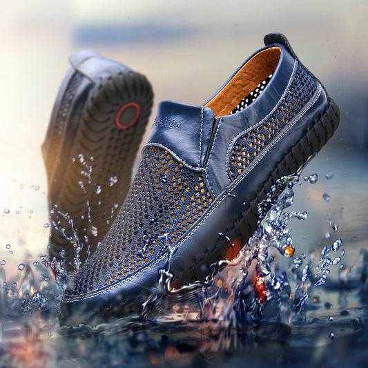 【38-48】👞Nowe męskie buty ze skóry siatkowej na wiosnę i lato - duże rozmiary - prawdziwa skóra bydlęca, odporne na pot i nieprzyjemny zapach, oddychające i wygodne--3646277