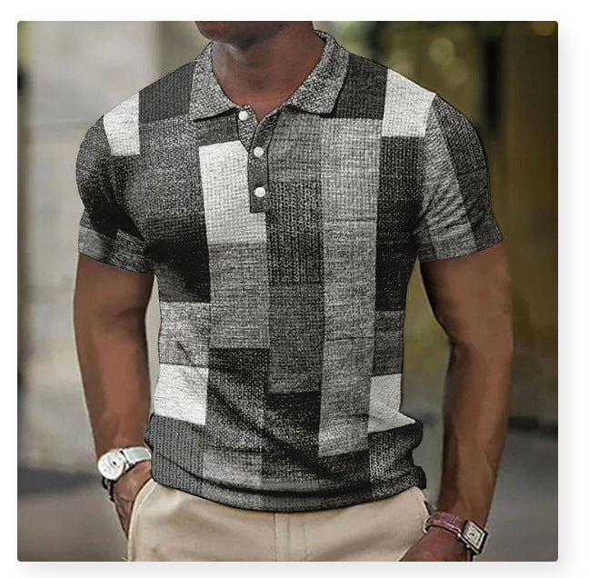 💥👕【S-5XL】2025 Męska swobodna koszulka POLO z geometrycznym wzorem, oddychający, miękki i wygodny