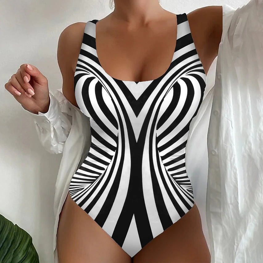 Oferta ograniczona czasowo🔥【S~6XL】2025 Letni modny, szybkoschnący, jednoczęściowy, pasiasty kostium kąpielowy, niezbędny na plaże i nad morze