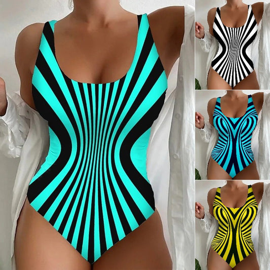 Oferta ograniczona czasowo🔥【S~6XL】2025 Letni modny, szybkoschnący, jednoczęściowy, pasiasty kostium kąpielowy, niezbędny na plaże i nad morze