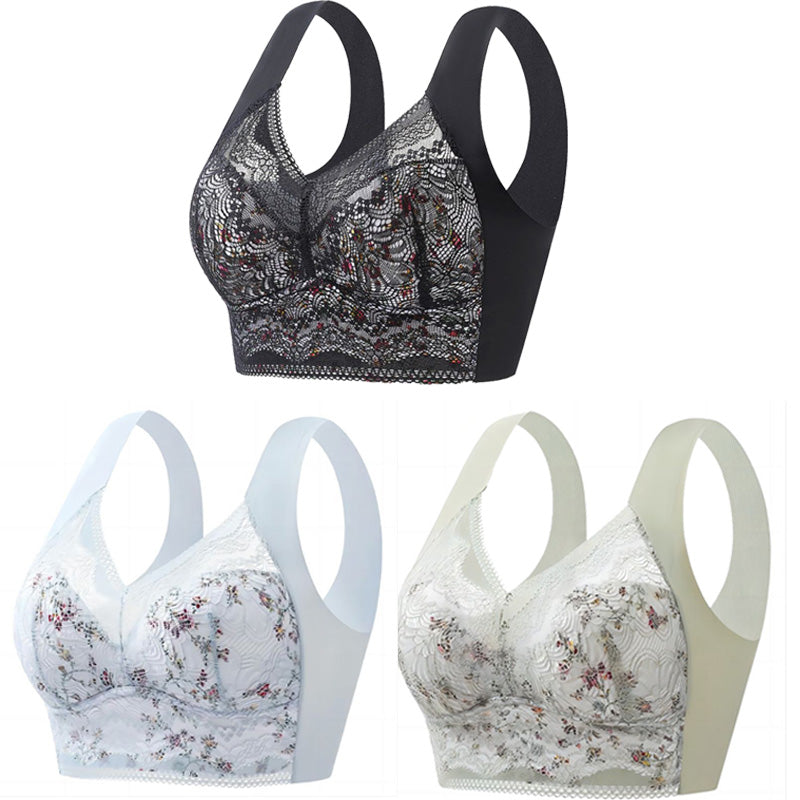 🔥【🔥Kup 1, a 3 dostaniesz gratis】【3 sztuk】💕🎁Bezszwowy biustonosz z lodowego jedwabiu w dużym rozmiarze, oddychający i regulowany [40 kg-100 kg]