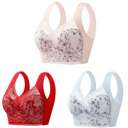 🔥【🔥Kup 1, a 3 dostaniesz gratis】【3 sztuk】💕🎁Bezszwowy biustonosz z lodowego jedwabiu w dużym rozmiarze, oddychający i regulowany [40 kg-100 kg]