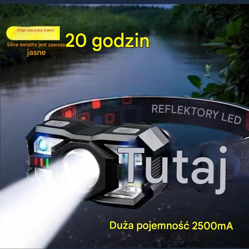 💡🌟【Wyprzedaż letnia】🔥🔥Inteligentna lampa indukcyjna o długim czasie pracy baterii, montowana na głowie, nocna latarka wędkarska