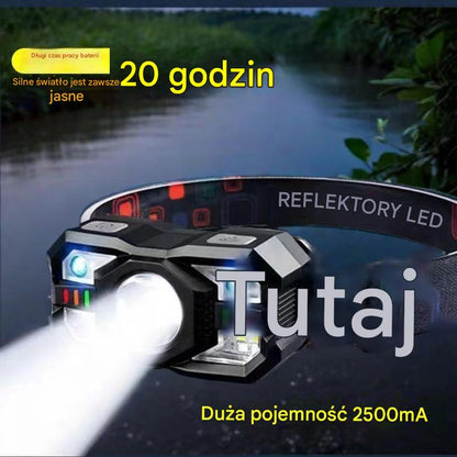 💡🌟【Wyprzedaż letnia】🔥🔥Inteligentna lampa indukcyjna o długim czasie pracy baterii, montowana na głowie, nocna latarka wędkarska