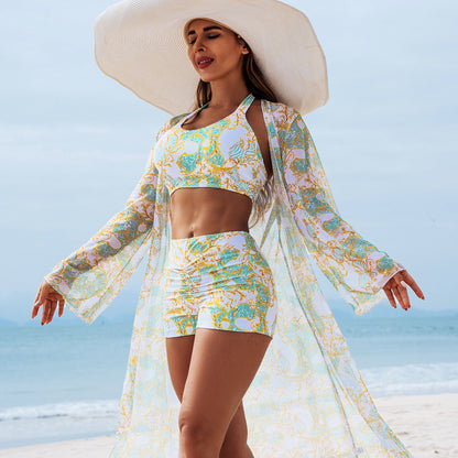 🩱🏖️【Nowość letnia】【S-2XL】Modne, seksowne, trzyczęściowe bikini z nadrukiem, miękkie, oddychające i wygodne