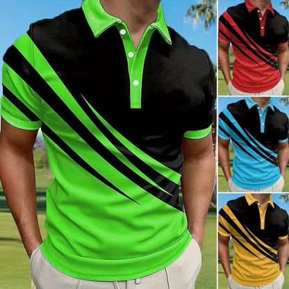 💥👔【Kup 1, odbierz 1 gratis🔥】【S-6XL】😍 Duży rozmiar męska nowa letnia koszulka POLO w paski z nadrukiem 3D