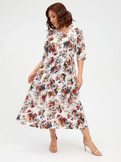 💃✨【S-5XL】Nowa elegancka sukienka z szyfonu z nadrukiem, duży rozmiar, miękki, wygodny i oddychający