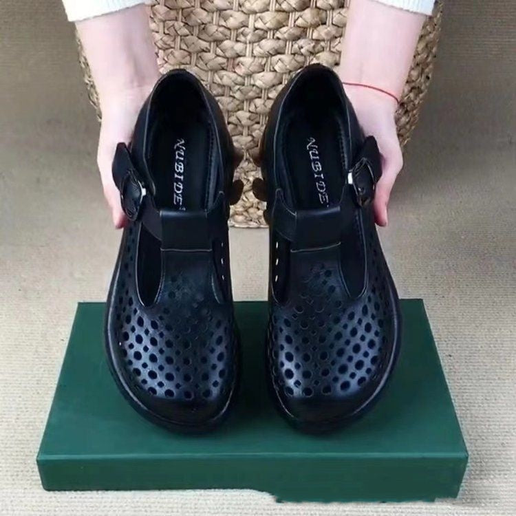 【35-40】2025 nowe modne damskie buty na co dzień z grubą podeszwą ze skóry