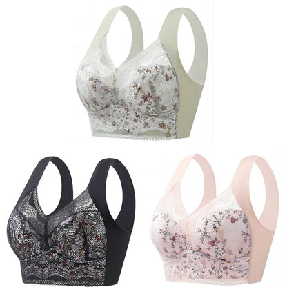 🔥【🔥Kup 1, a 3 dostaniesz gratis】【3 sztuk】💕🎁Bezszwowy biustonosz z lodowego jedwabiu w dużym rozmiarze, oddychający i regulowany [40 kg-100 kg]