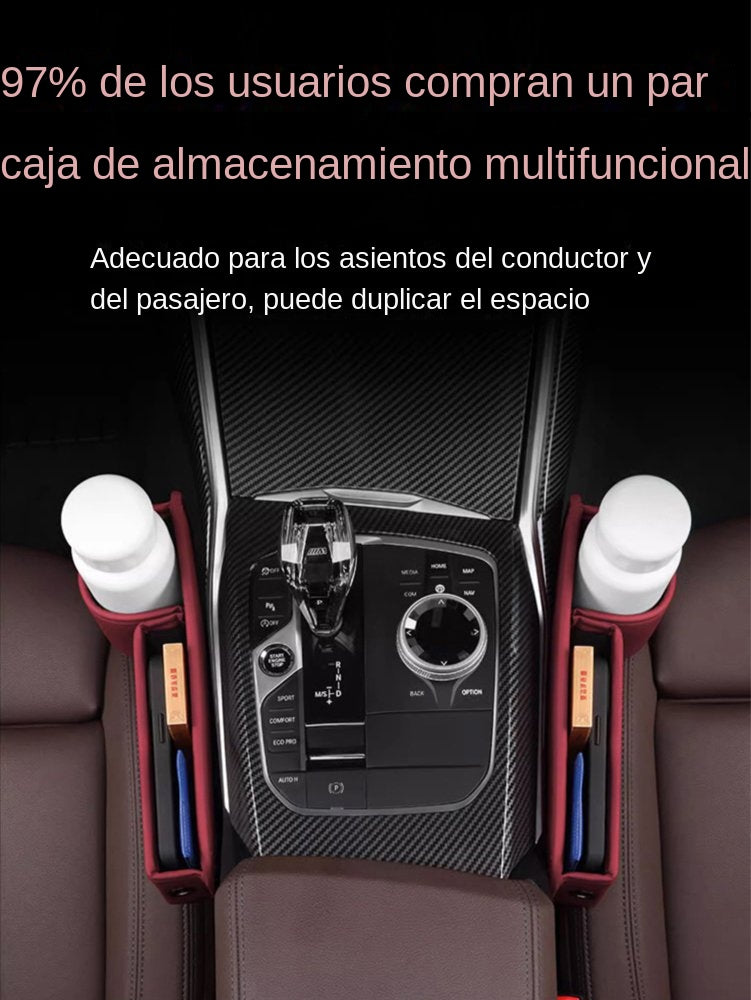 🚗🚗Caja de almacenamiento clásica de cuero para coche, cuero genuino resistente al desgaste, para satisfacer diferentes necesidades de almacenamiento.