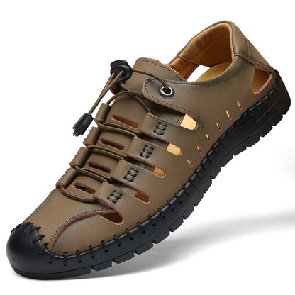 🌟 【Nowe Produkty Gorąca Sprzedaż】【39-44】Męskie, skórzane, letnie, zamknięte sandały plażowe z wydrążonymi palcami👞✨