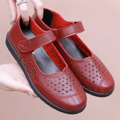 🔥🥿【35-41】 2025 w nowym stylu Hollow Out miękka podeszwa wygodne, oddychające płaskie podeszwy damskie skórzane buty