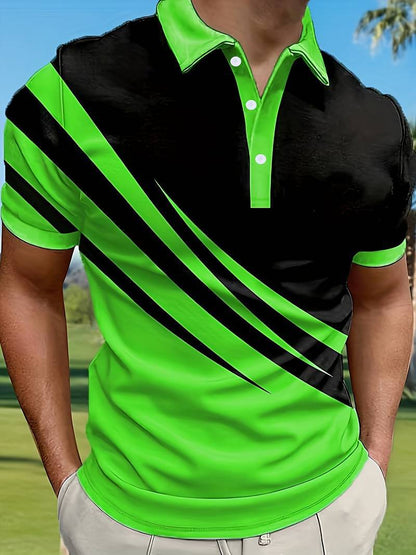 💥👔【Kup 1, odbierz 1 gratis🔥】【S-6XL】😍 Duży rozmiar męska nowa letnia koszulka POLO w paski z nadrukiem 3D