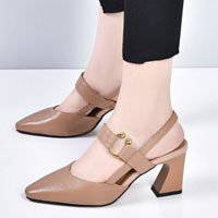 🎊🛒👡[50% zniżki] 💖😍🎁2025 Wiosna i Lato Moda Blokowe Obcasy Skórzane Wysokie Obcasy Wodoodporne i Antypoślizgowe