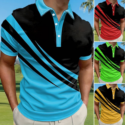 💥👔【Kup 1, odbierz 1 gratis🔥】【S-6XL】😍 Duży rozmiar męska nowa letnia koszulka POLO w paski z nadrukiem 3D