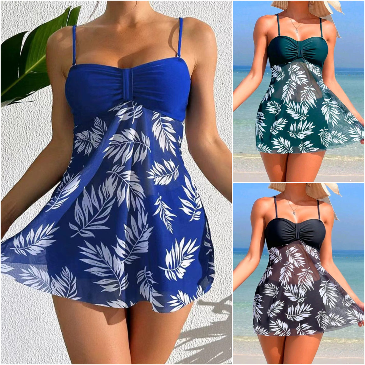👙👙【Nowe produkty letnie】2025 Nowy modny zestaw kostiumów kąpielowych z szyfonu i siateczki z nadrukiem