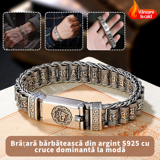 🔥【Reduceri mari la produse noi】Brățară de argint S925 pentru bărbați, cu mărgele răsucitoare