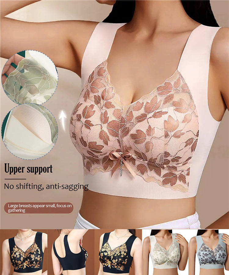 💌🌈【3 piezas】【M-4XL】Sujetador de encaje de talla grande sin aro de acero, de lujo, con espalda hermosa y sexy.