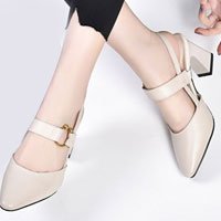 🎊🛒👡[50% zniżki] 💖😍🎁2025 Wiosna i Lato Moda Blokowe Obcasy Skórzane Wysokie Obcasy Wodoodporne i Antypoślizgowe