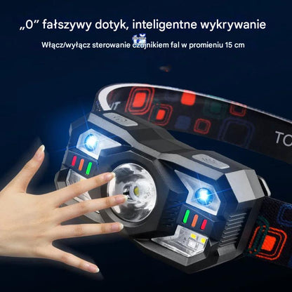 💡🌟【Wyprzedaż letnia】🔥🔥Inteligentna lampa indukcyjna o długim czasie pracy baterii, montowana na głowie, nocna latarka wędkarska