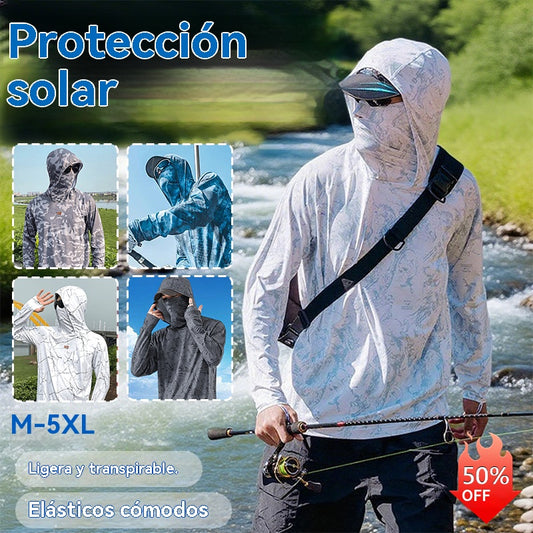 🔥🎏【M-5XL】Ropa de pesca transpirable con protección solar para hombre, de moda y cómodo, la tela es elástica.