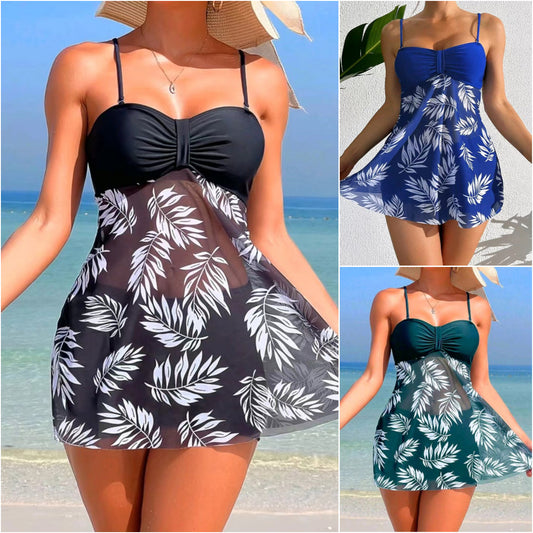 👙👙【Nowe produkty letnie】2025 Nowy modny zestaw kostiumów kąpielowych z szyfonu i siateczki z nadrukiem