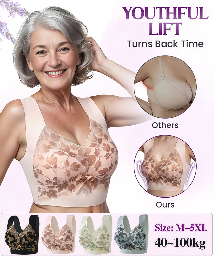 💌🌈【3 piezas】【M-4XL】Sujetador de encaje de talla grande sin aro de acero, de lujo, con espalda hermosa y sexy.