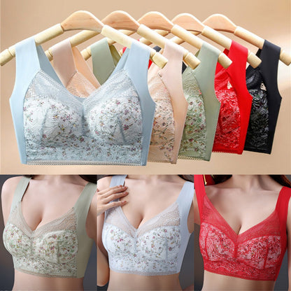 🔥【🔥Kup 1, a 3 dostaniesz gratis】【3 sztuk】💕🎁Bezszwowy biustonosz z lodowego jedwabiu w dużym rozmiarze, oddychający i regulowany [40 kg-100 kg]