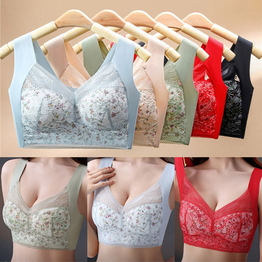 🔥【🔥Kup 1, a 3 dostaniesz gratis】【3 sztuk】💕🎁Bezszwowy biustonosz z lodowego jedwabiu w dużym rozmiarze, oddychający i regulowany [40 kg-100 kg]